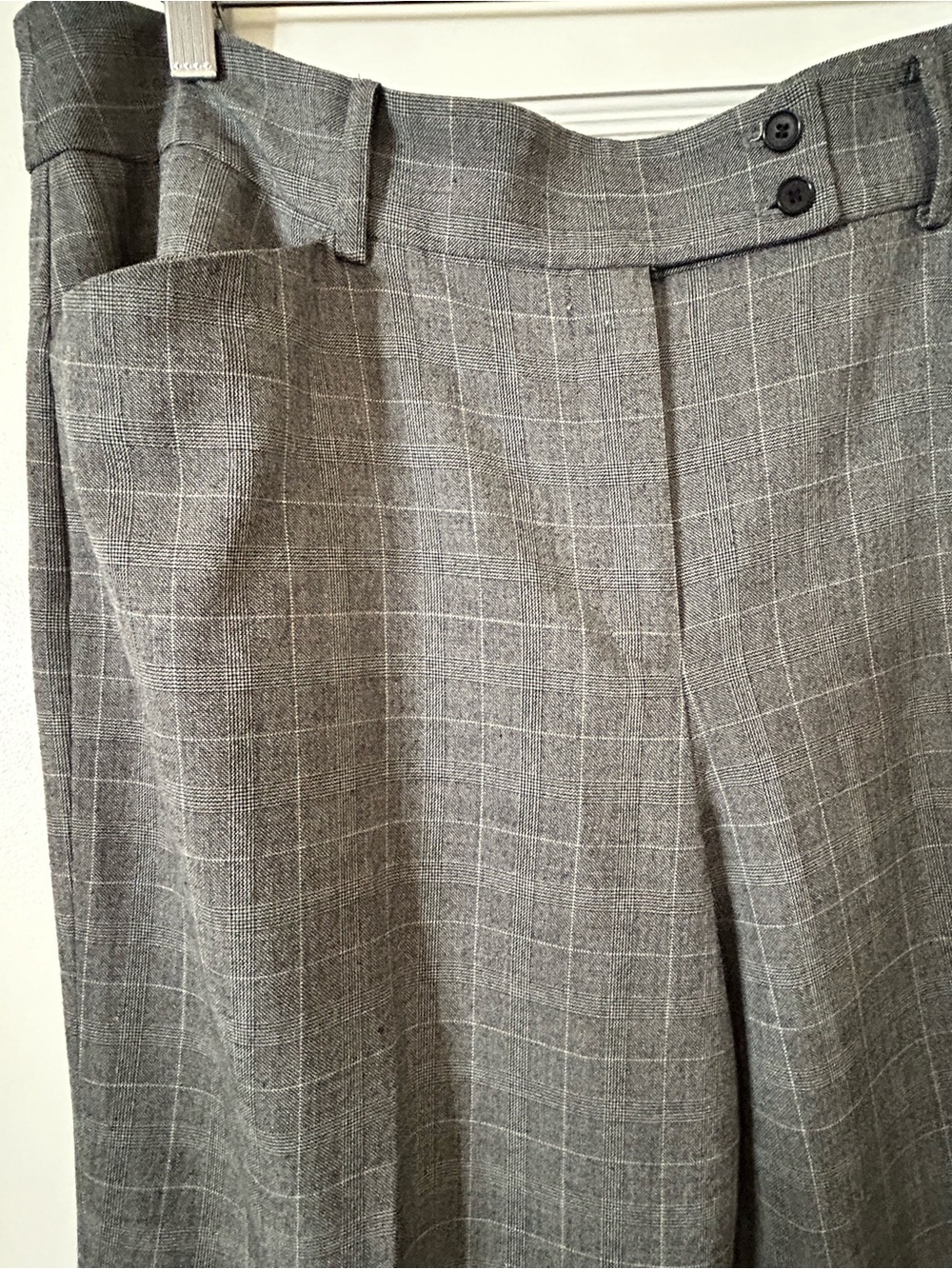 AK Anne Klein Gray Windowpane Wide-Leg Trousers - Picture 3 of 7